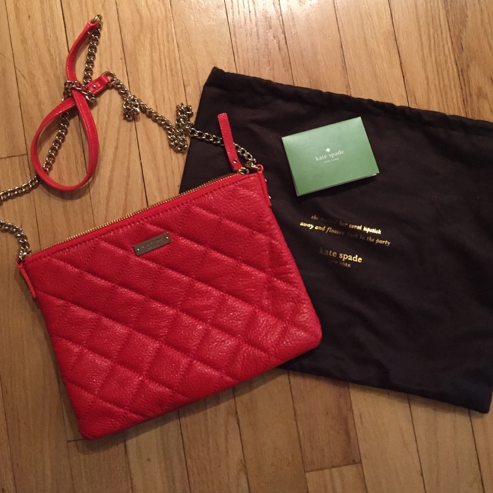 EUC Cherry red Kate Spade quilted cross body